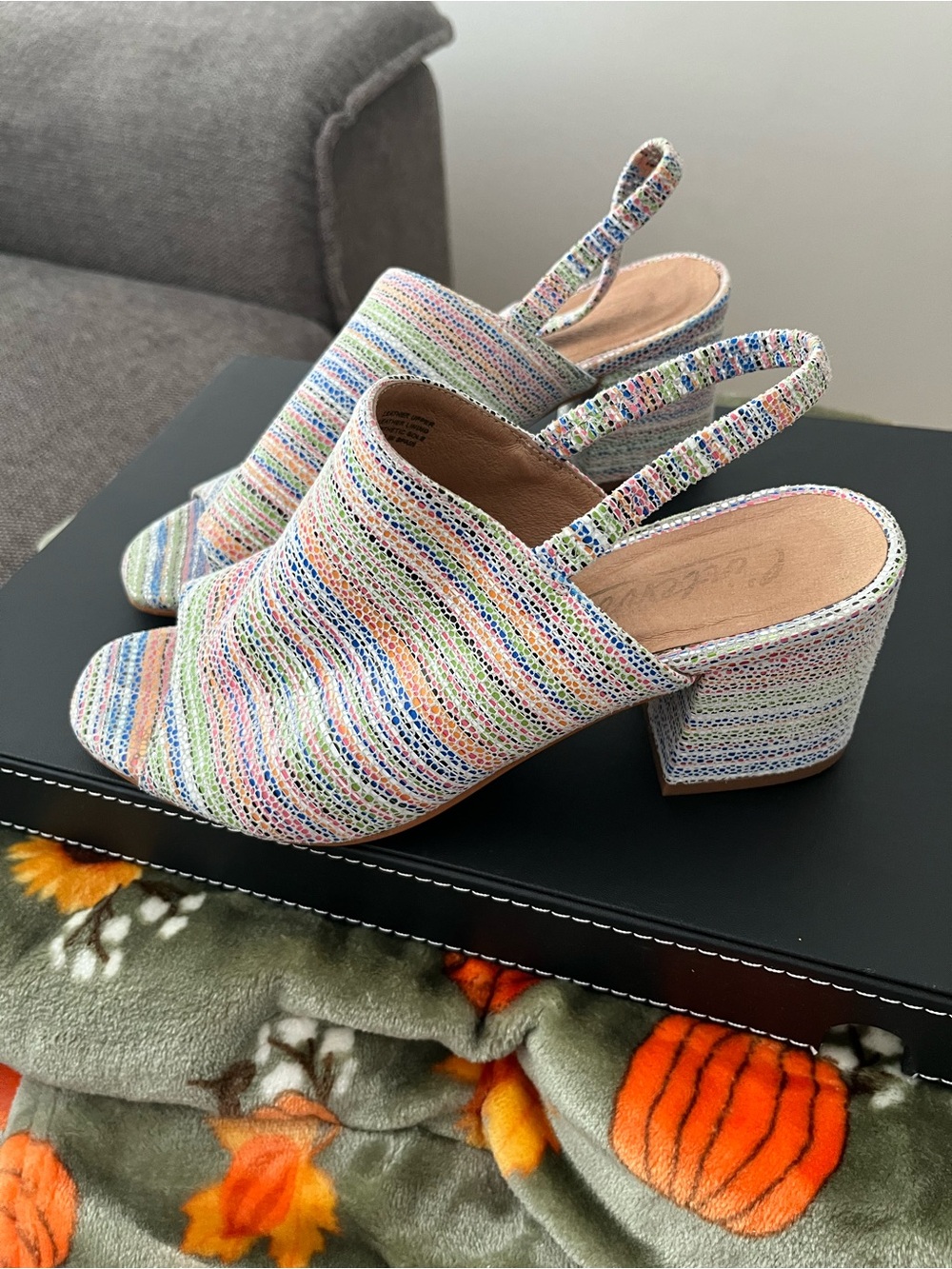 Multicolor Striped Open-Toe Slingback Mules - Picture 2 of 4